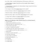 Physical And Chemical Change Worksheet Intended For Physical And Chemical Changes Worksheet
