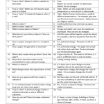 Physical And Chemical Changes Question And Answer Or Physical And Chemical Changes Worksheet Answers