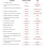 Physical And Chemical Properties And Changes Worksheet Answer Key Intended For Chemistry 1 Worksheet Classification Of Matter And Changes Answer Key
