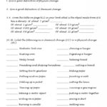 Physical And Chemical Properties And Changes Worksheet For Physical Or Chemical Change Worksheet