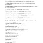 Physical And Chemical Properties Worksheet Physical Science A With Physical And Chemical Changes Worksheet Answers