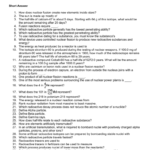 Physical Science Worksheet Nuclear Energy Short Answer 1 How Or Physical Science Worksheets