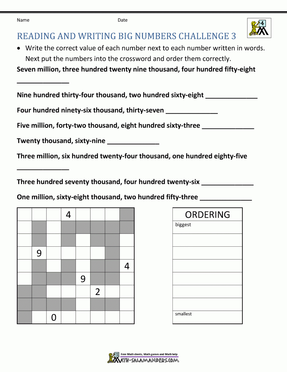 Place Value Worksheet  Up To 10 Million Pertaining To Reading And Writing Decimals Worksheets 5Th Grade