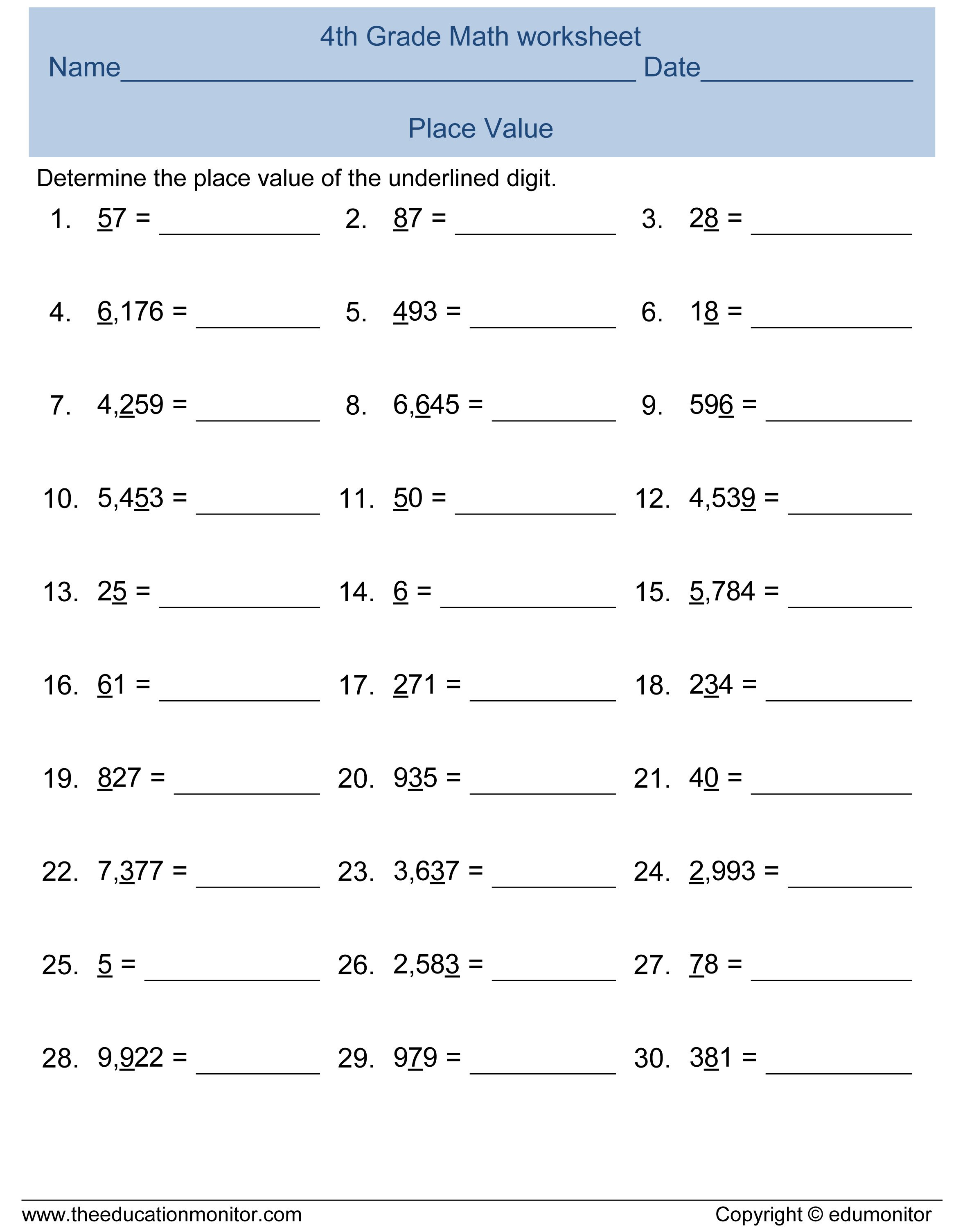 Place Value Worksheets And Printables  Free Place Value Printables Inside Place Value Worksheets 4Th Grade
