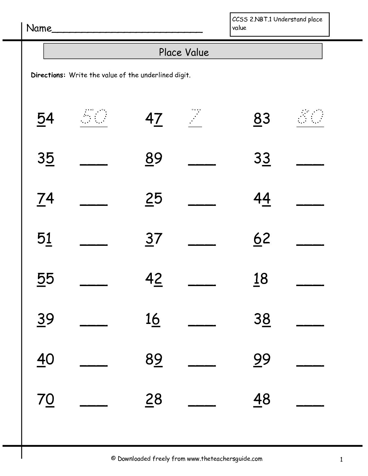 Place Value Worksheets From The Teacher's Guide Also Place Value Worksheets For Kindergarten