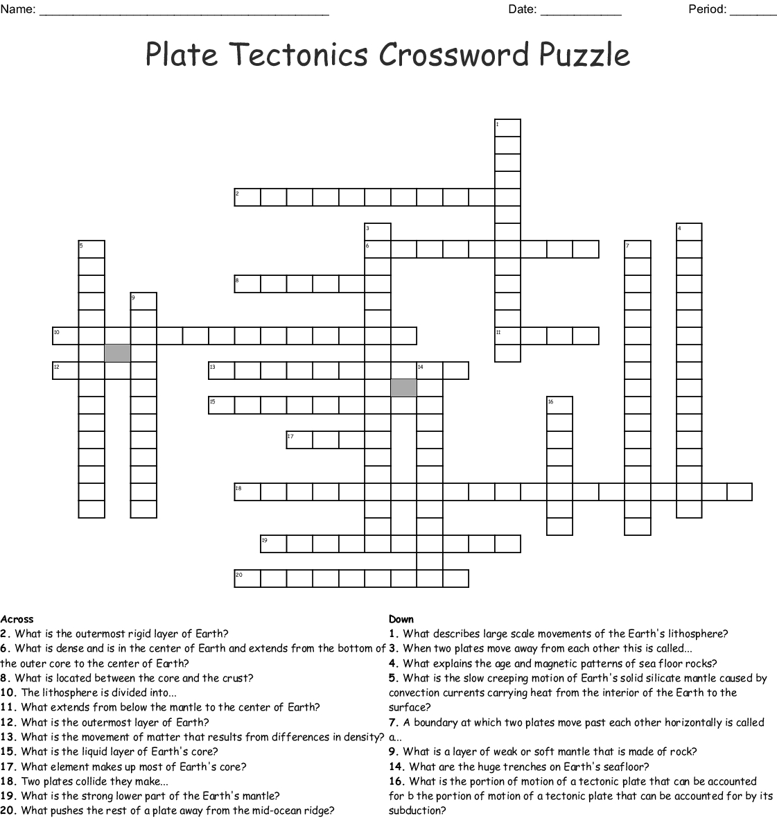 Plate Tectonics Crossword Puzzle  Wordmint Along With Plate Tectonics Crossword Puzzle Worksheet Answers