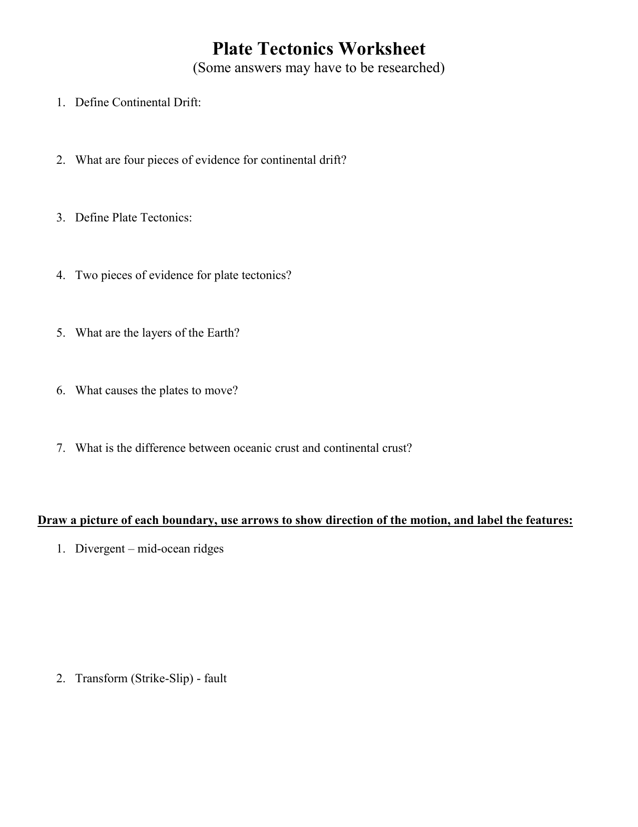 Plate Tectonics Review Worksheet Along With Plate Tectonics Review Worksheet