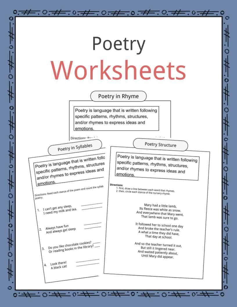 Poetry Worksheets Definition  Examples For Kids Pertaining To Symbolism In Poetry Worksheets