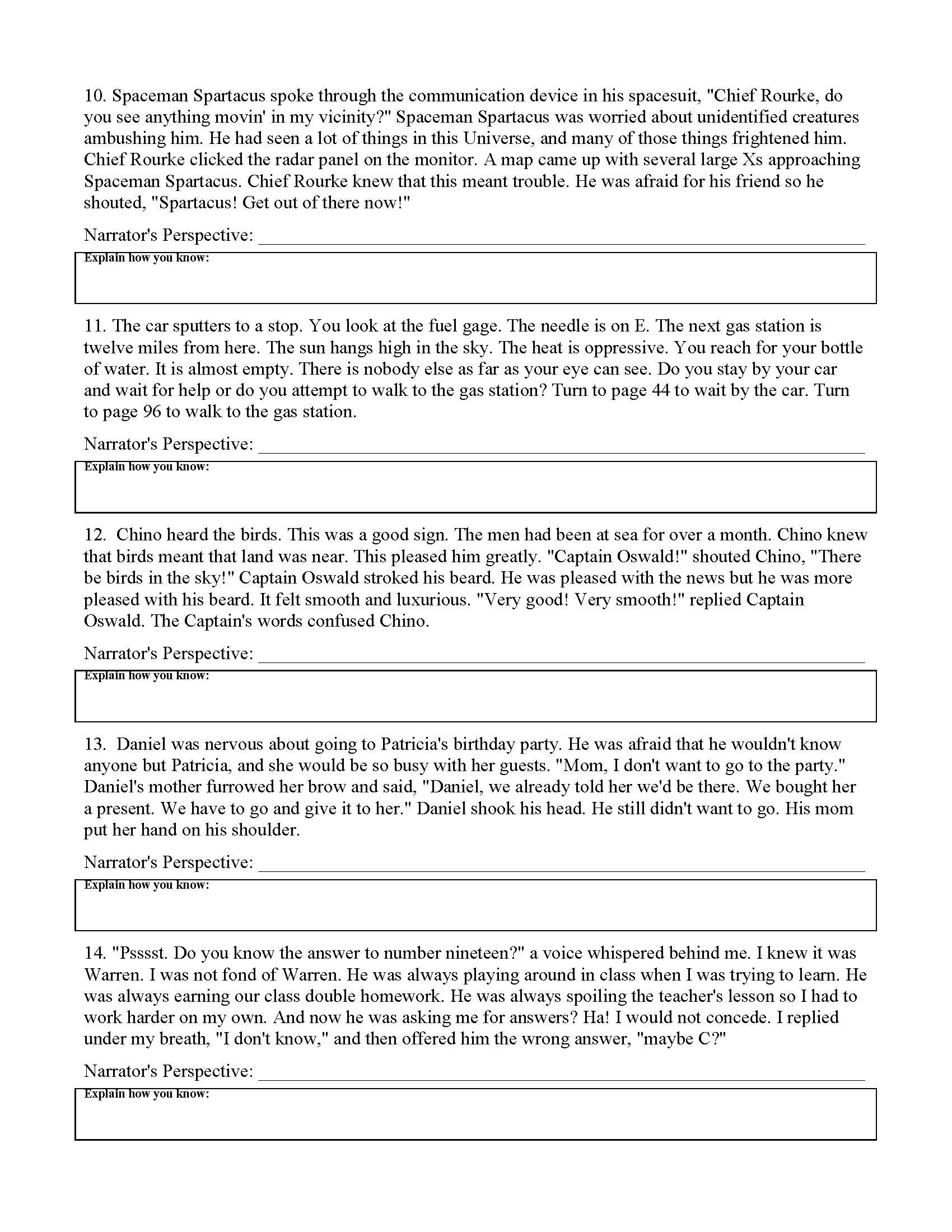 Point Of View Worksheet 15  Preview Inside Point Of View Worksheet 15
