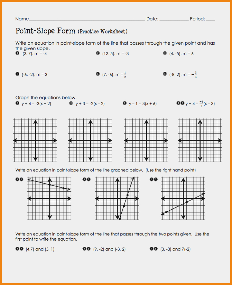 Point Slope Form Practice Worksheet Point Slope Form  Marianowo Throughout Point Slope Form Practice Worksheet