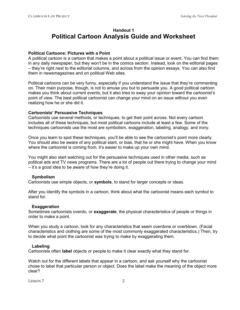 Political Cartoon Analysis Guide And As Well As Political Cartoon Analysis Worksheet Answers