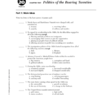 Politics Of The Roaring Twenties Throughout Chapter 20 Section 2 The Harding Presidency Worksheet Answers