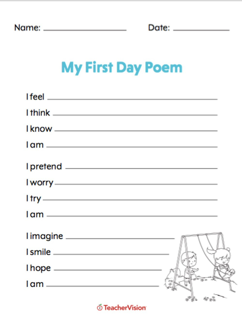 Popular Poetry Printables And Resources  Teachervision Within Poetry Worksheets Middle School