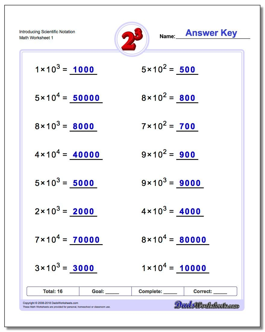 Powers Of Ten And Scientific Notation With Regard To Scientific Notation Worksheet Answers
