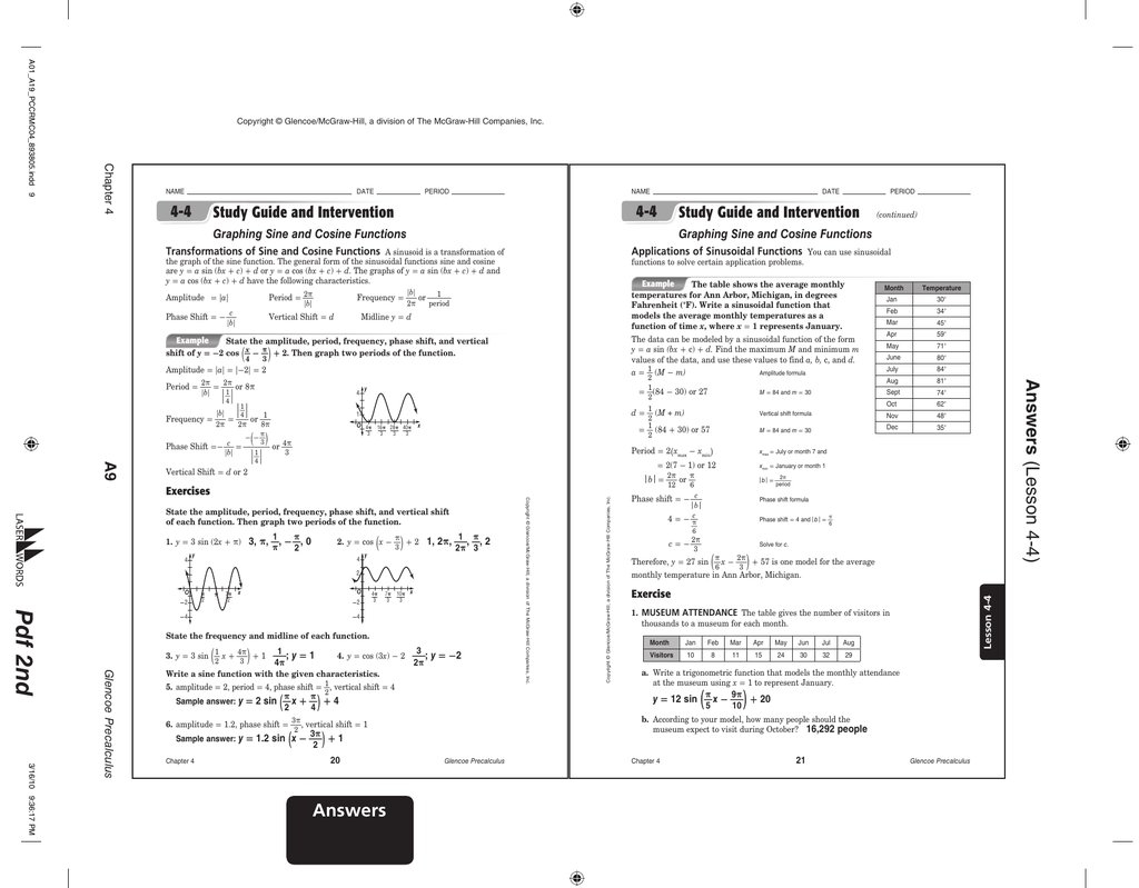 Practice Sol Graphing Sine And Cosine Functions Worksheet Answers Inside Graphing Sine And Cosine Functions Worksheet Answers