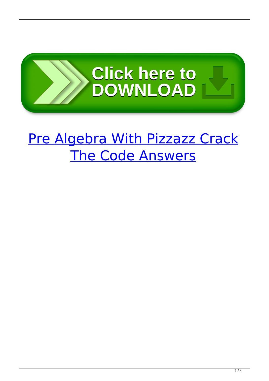 Pre Algebra With Pizzazz Crack The Code Answers As Well As Crack The Code Math Worksheet Answers