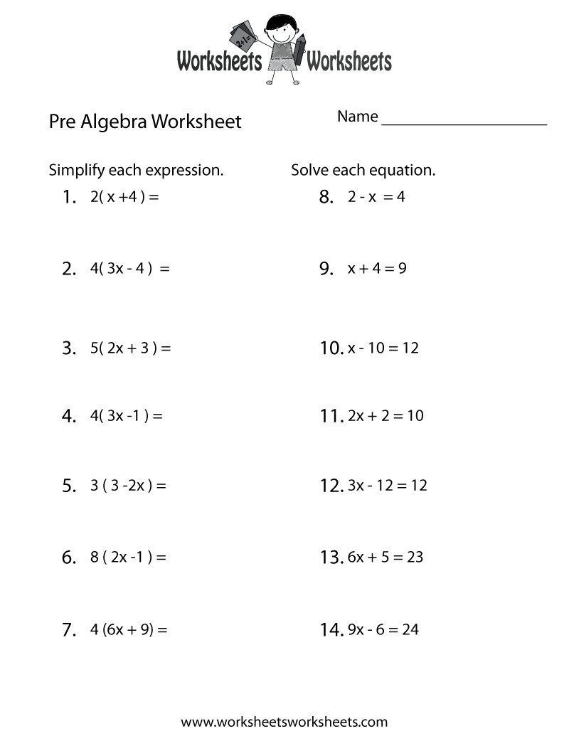 Pre Algebra Worksheets For 7Th Graders Free Printable Math Throughout 7Th Grade Algebra Worksheets