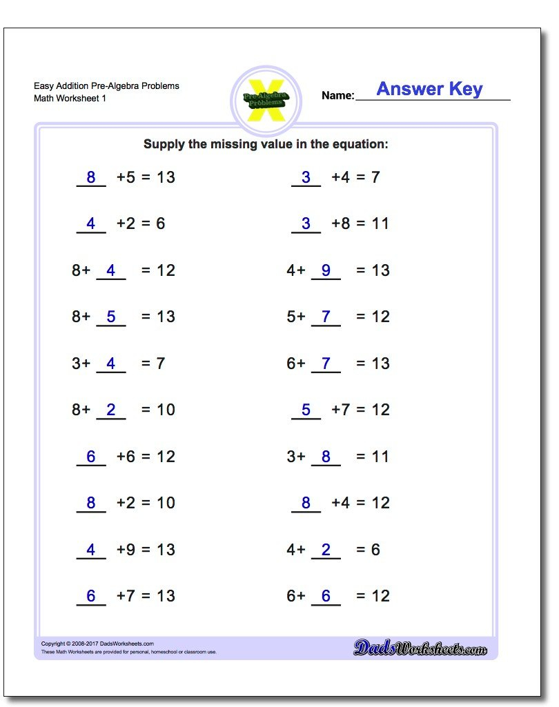Prealgebra For Solving Addition And Subtraction Equations Worksheets Answers
