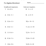 Prealgebra Review Worksheet  Free Printable Educational Worksheet Along With Algebra 2 Review Worksheet