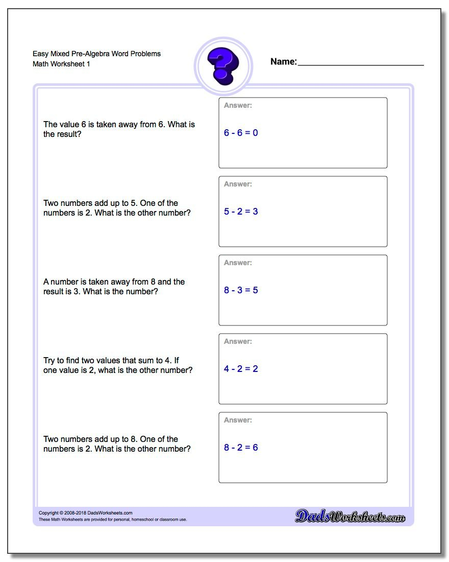 Prealgebra Word Problems With Regard To Math Variable Worksheets