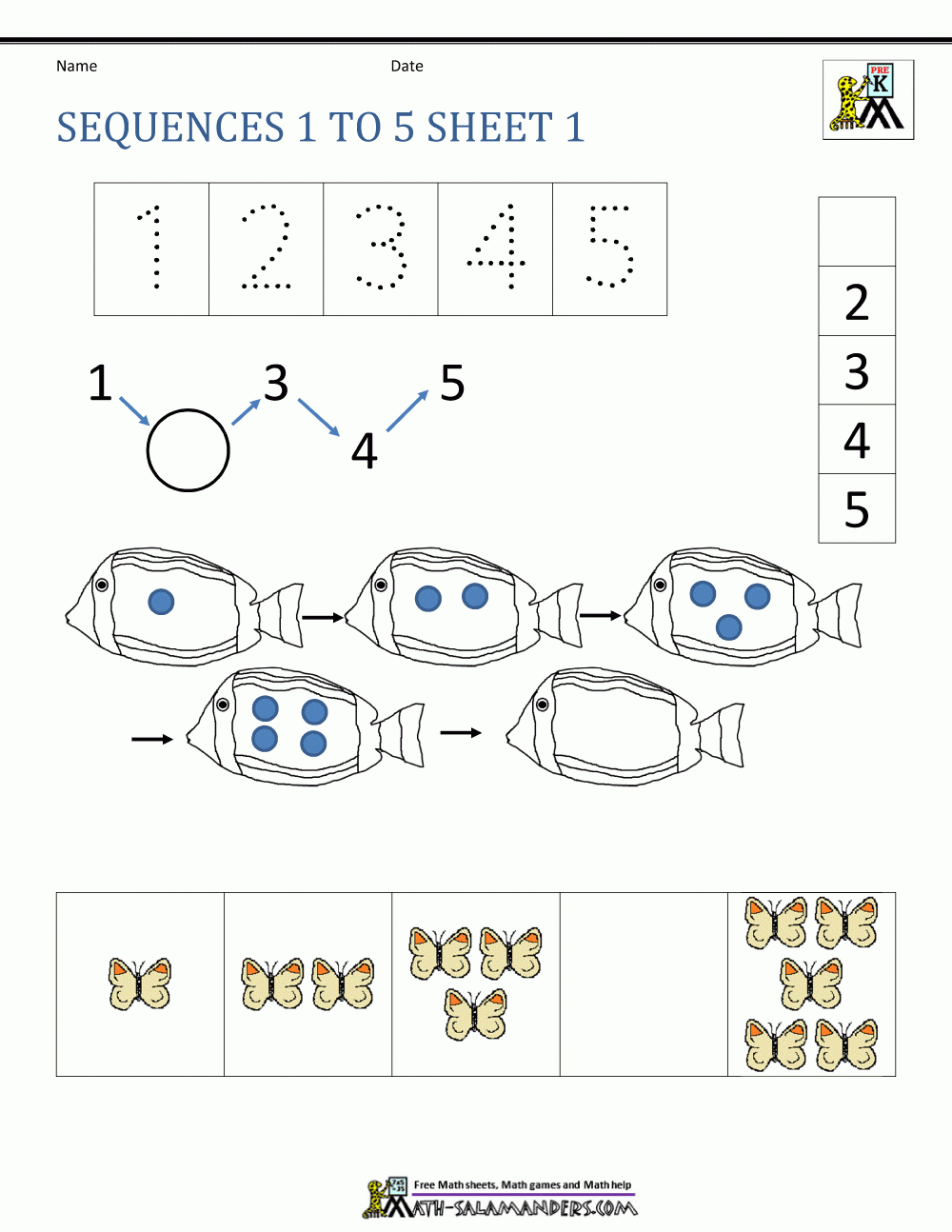 Preschool Number Worksheets  Sequencing To 10 Within Number Sequence Worksheets