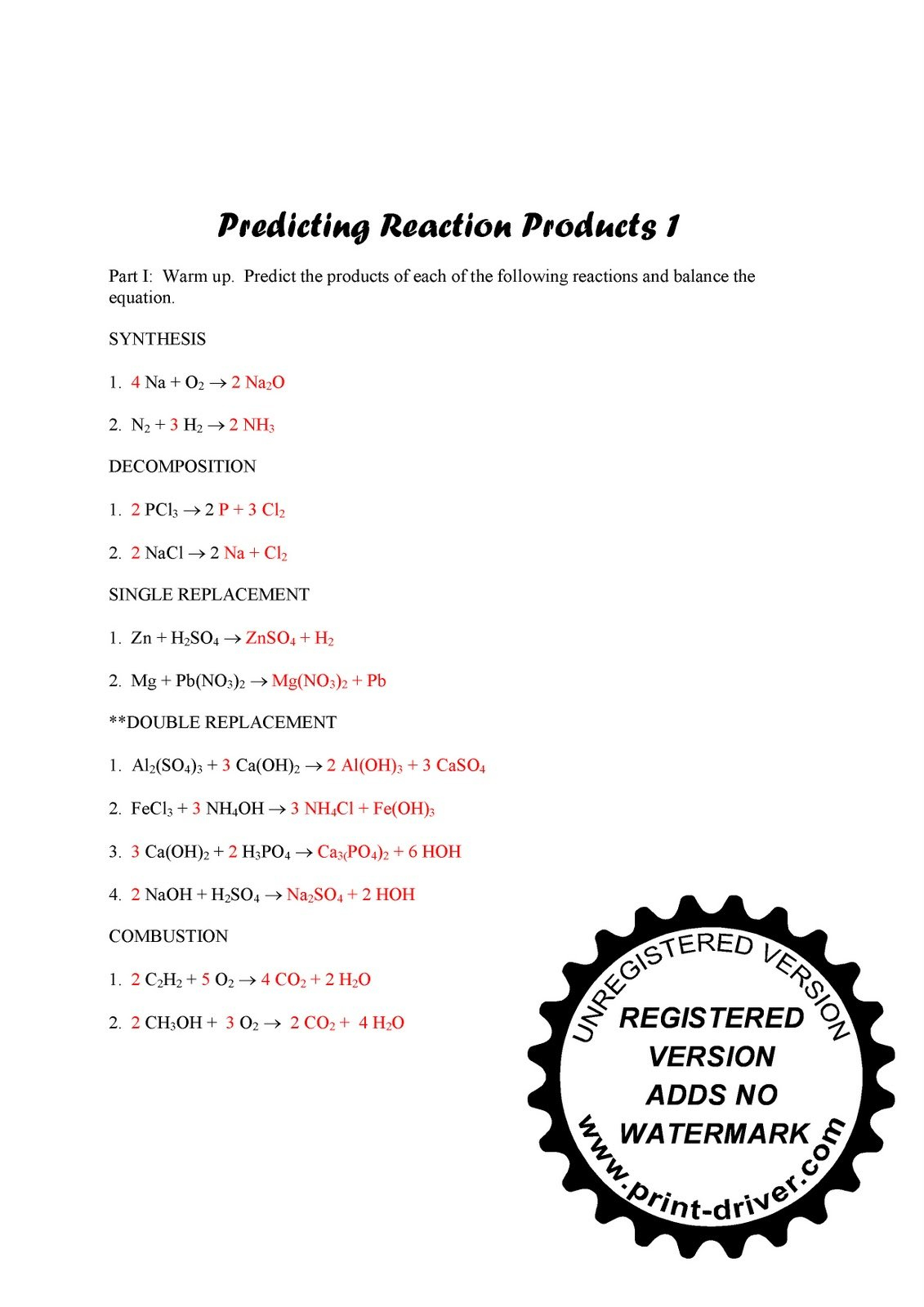 Pretty Predicting Products Worksheet Key The Best Worksheets Image With Regard To Predicting Products Of Chemical Reactions Worksheet Answers
