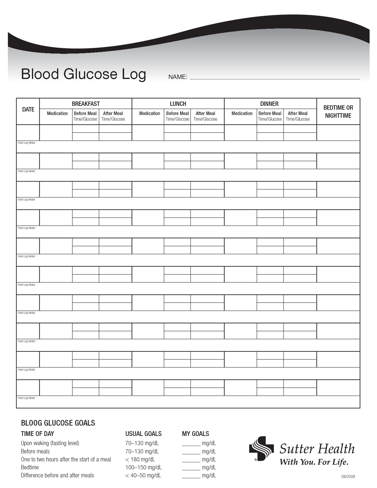 Printable Blood Sugar Log | Scope Of Work Template | Health ... Also Blood Sugar Tracker Spreadsheet