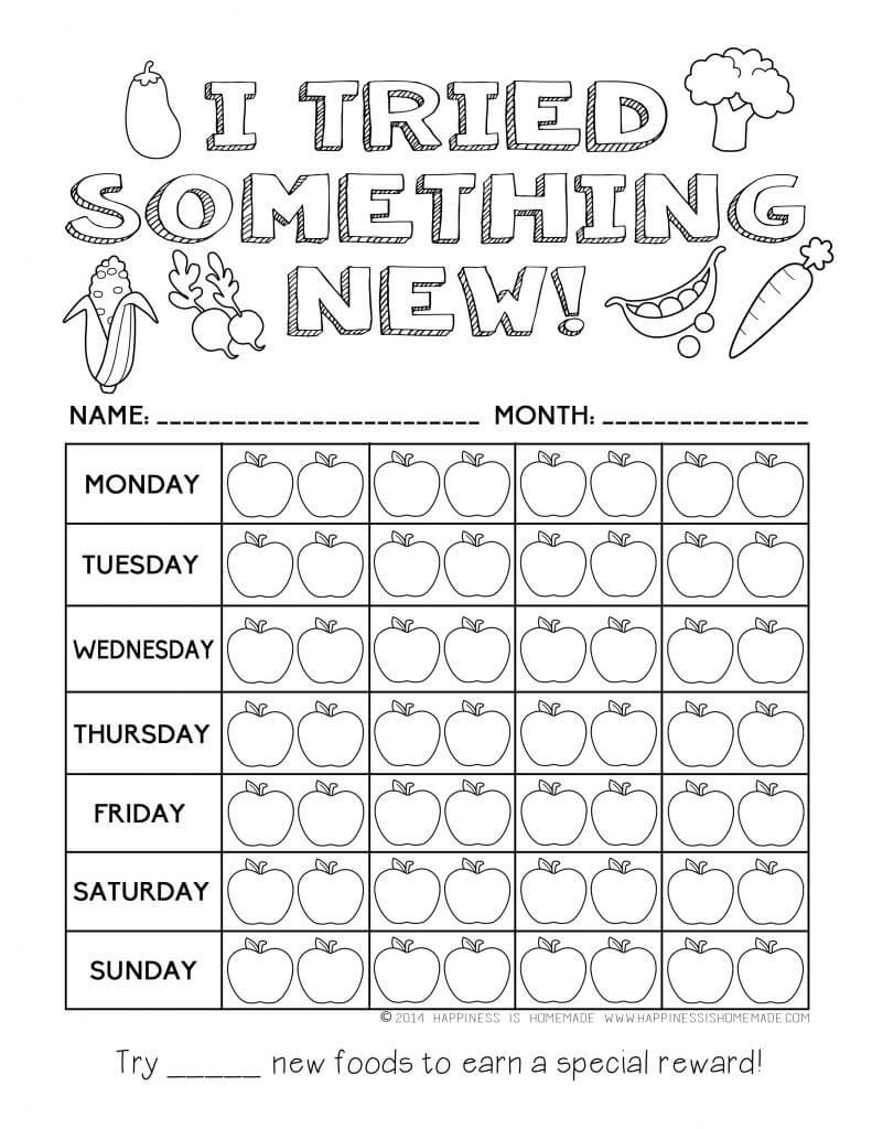 Printable Healthy Eating Chart  Coloring Pages  Happiness Is Homemade Regarding Healthy Living Worksheets Pdf