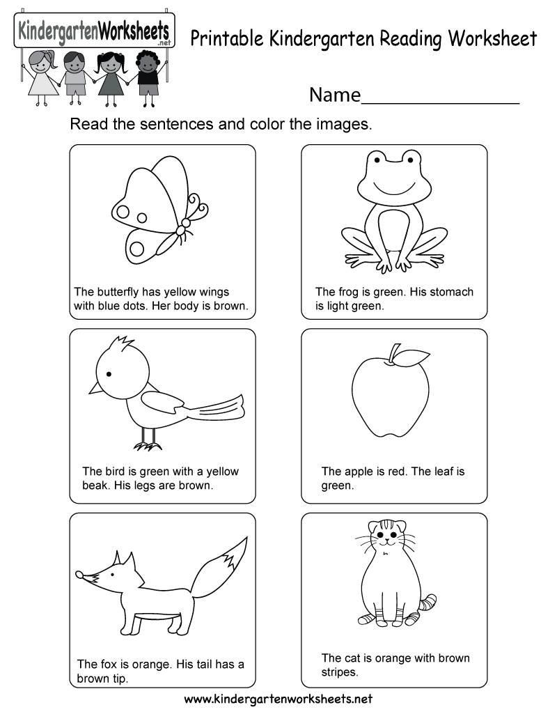 Printable Kindergarten Reading Worksheet  Free English Worksheet Regarding Kindergarten Reading Worksheets