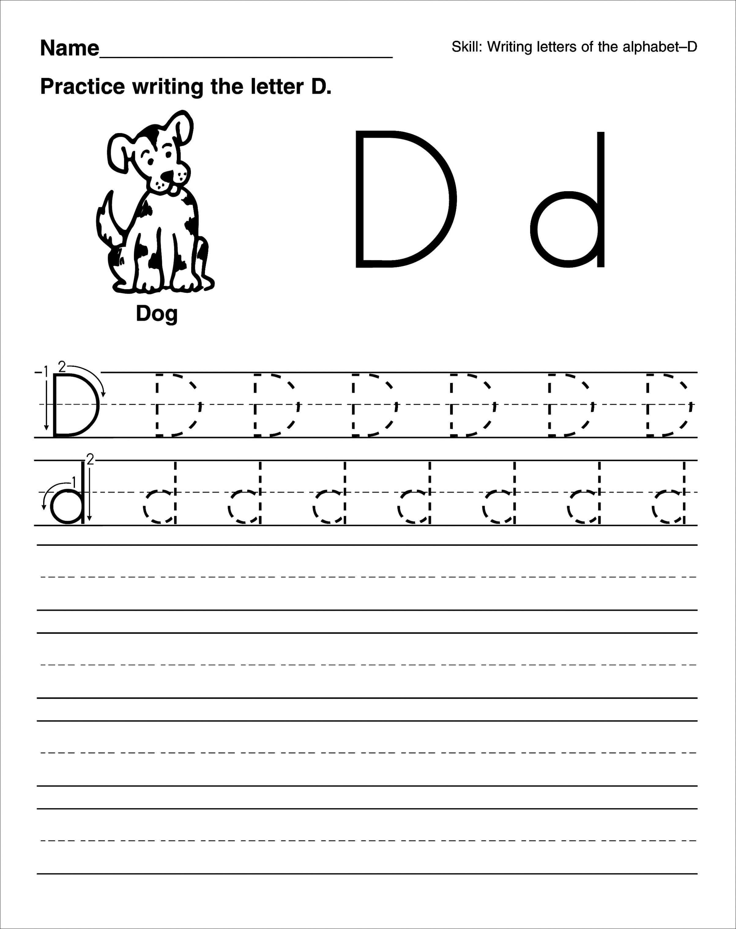 Printable Letter D Worksheets For Preschool  Kindergarten As Well As Letter D Preschool Worksheets