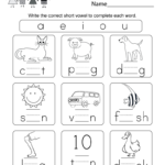 Printable Phonics Worksheet  Free Kindergarten English Worksheet Pertaining To Kindergarten English Worksheets