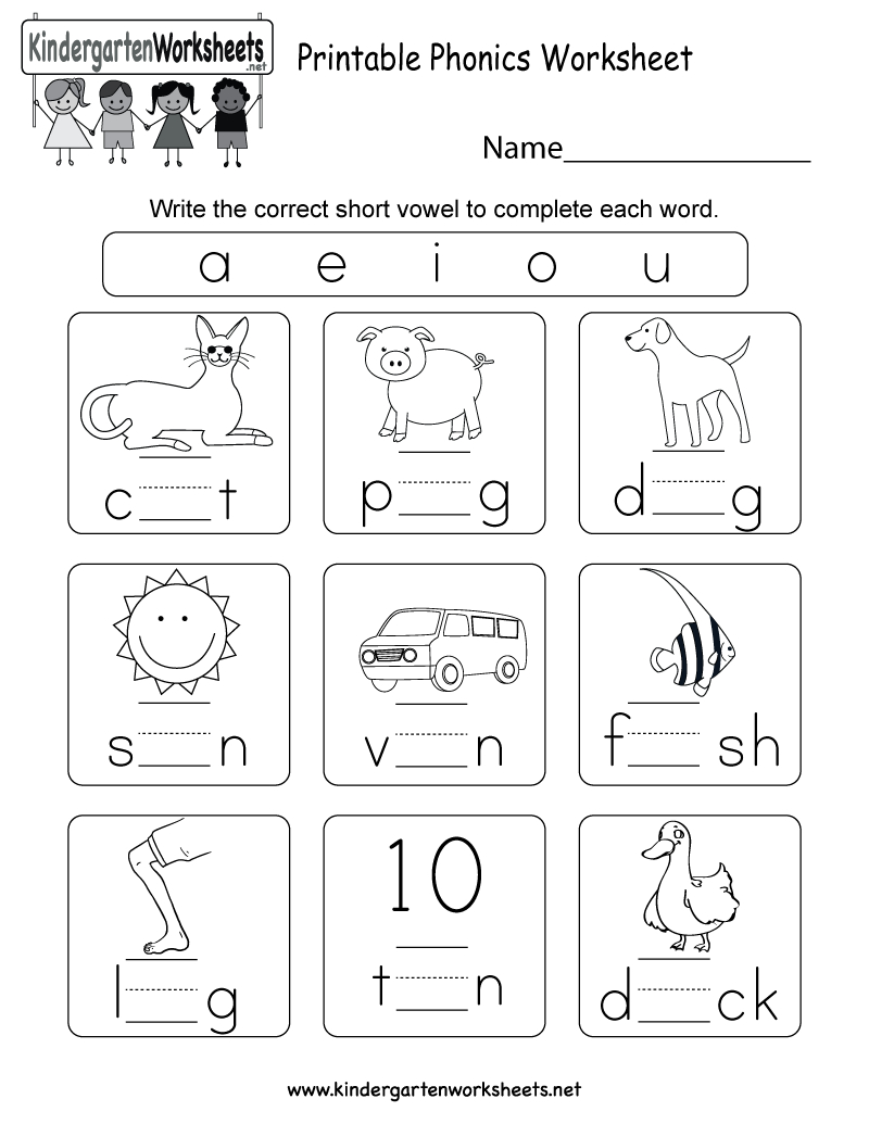 Printable Phonics Worksheet  Free Kindergarten English Worksheet Regarding Free Printable Phonics Worksheets