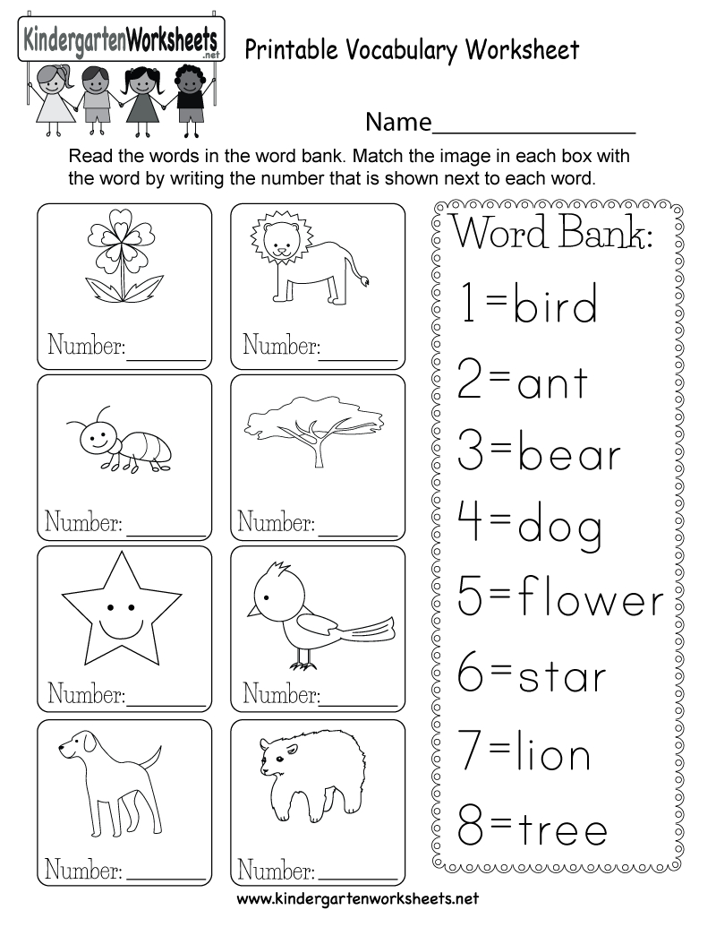 Printable Vocabulary Worksheet  Free Kindergarten English Worksheet And Free English Worksheets