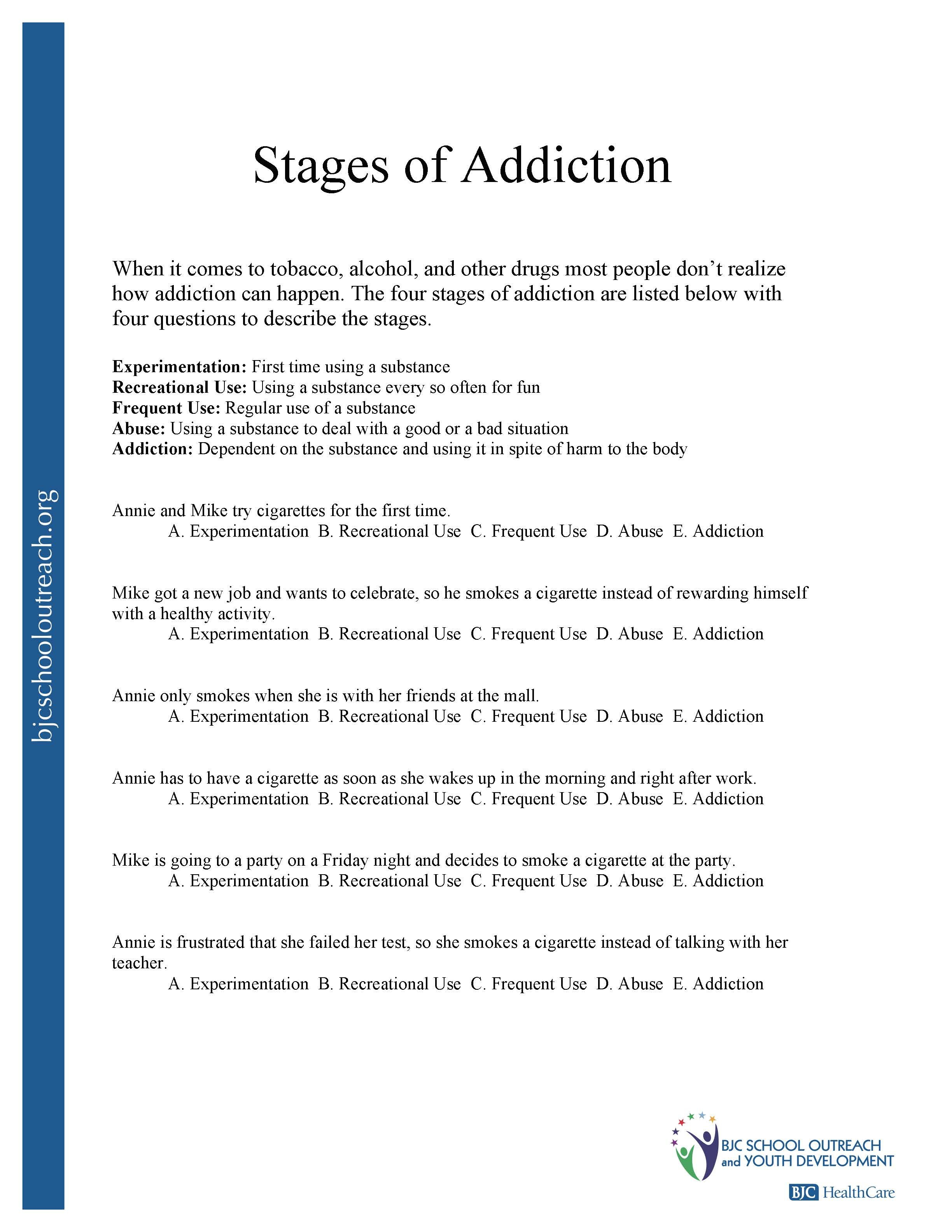 Printable Worksheets Or Drug And Alcohol Recovery Worksheets