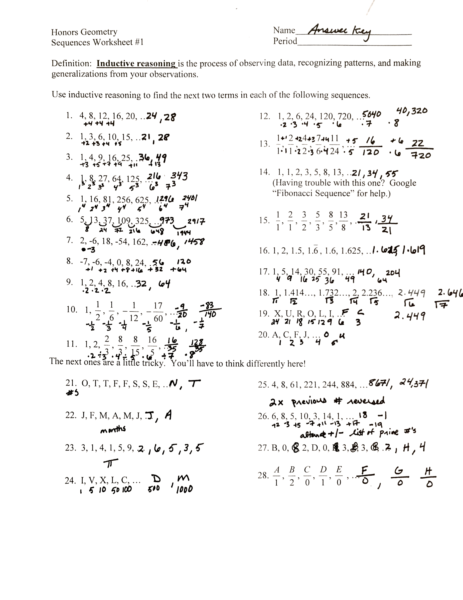 Printables Arithmetic And Geometric Sequences Worksheet Inside Geometric Sequences And Series Worksheet Answers