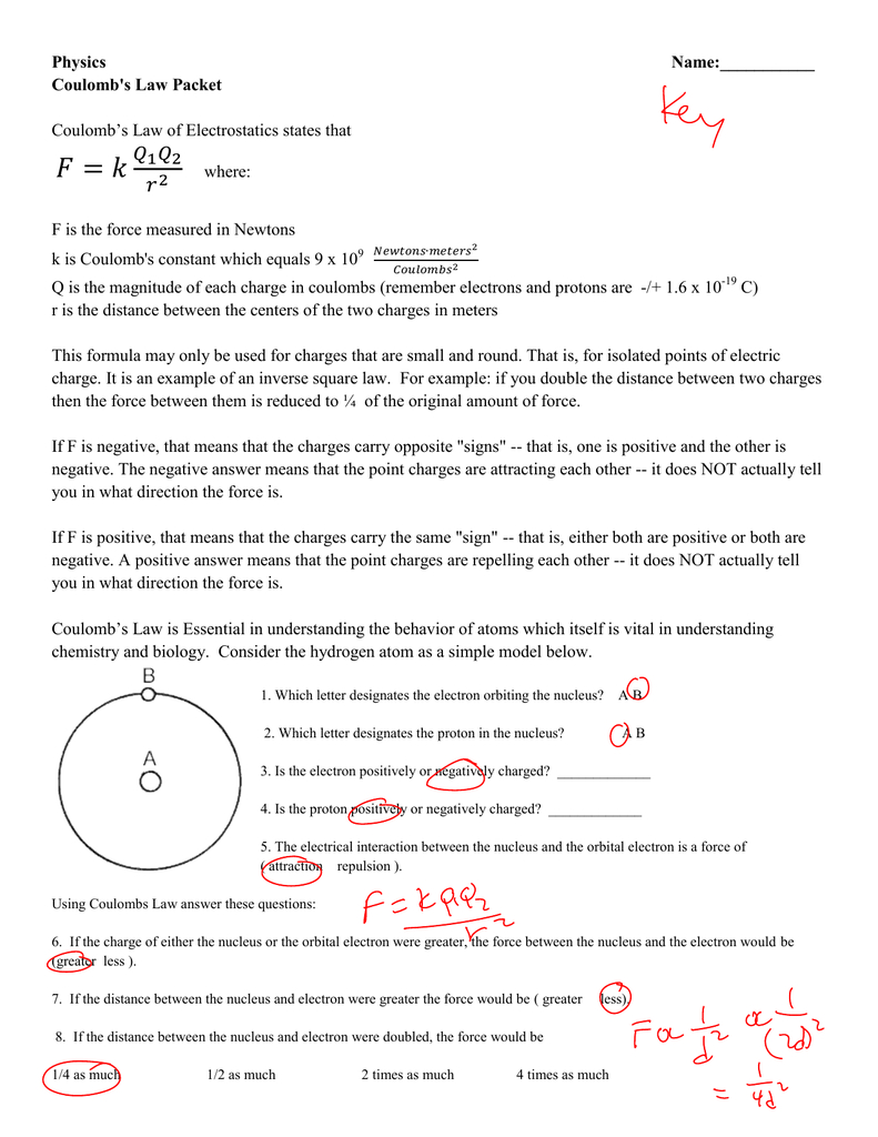Printables Of Coulomb S Law Worksheet Answers 15 2  Geotwitter Kids Also Coulomb039S Law Worksheet Answers Physics Classroom