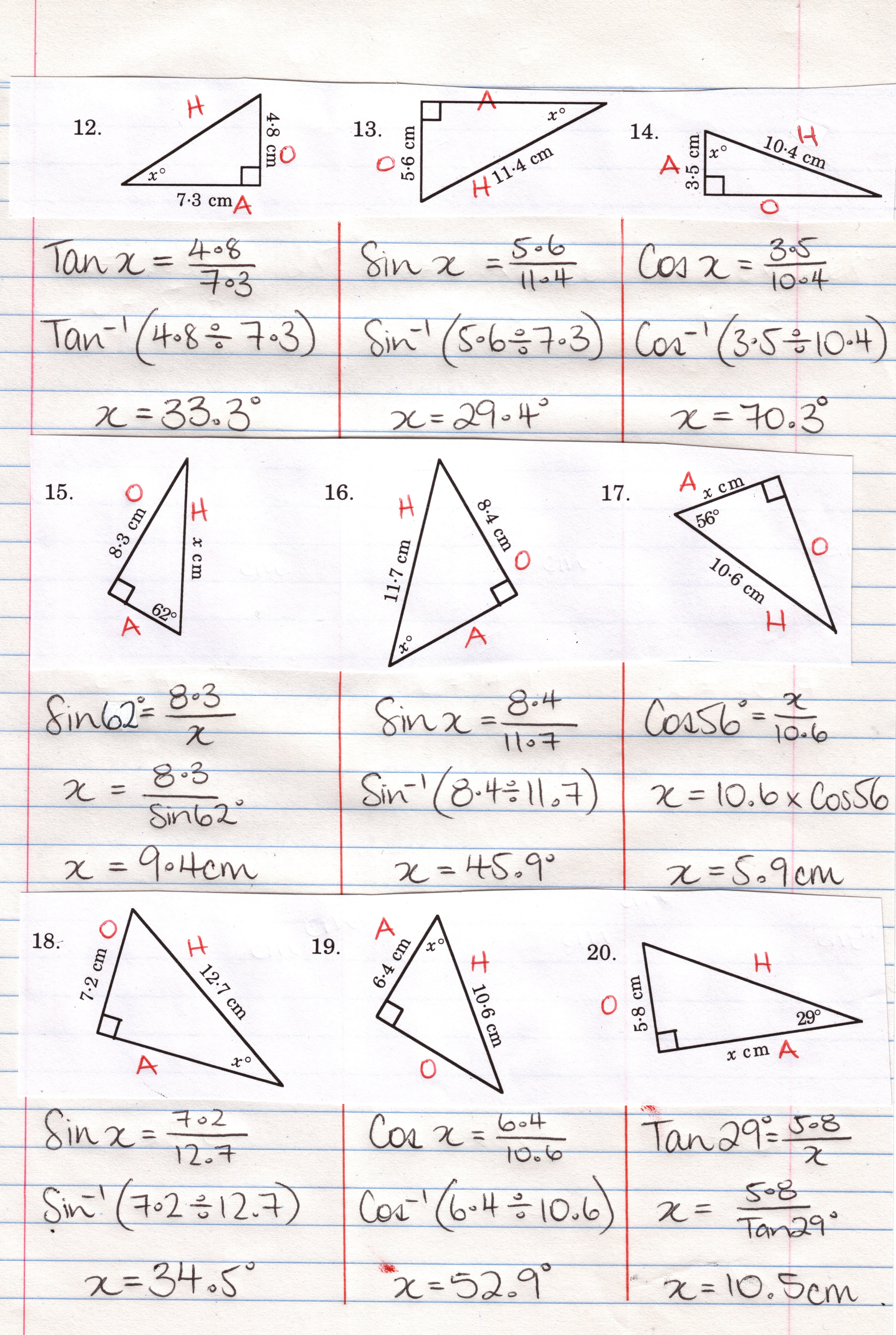 Printables Trigonometry Worksheets With Answers Lemonlilyfestival For Trigonometry Worksheets With Answers