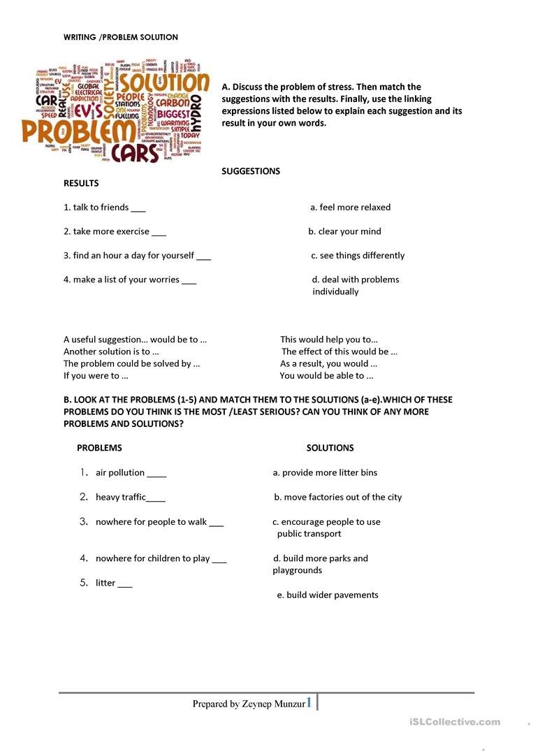 Problem Solution Essay Worksheet  Free Esl Printable Worksheets Or Problem And Solution Worksheets