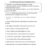 Pronouns Worksheets  Personal Pronouns Worksheets Along With Pronoun Worksheets 3Rd Grade