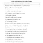 Pronouns Worksheets  Subject And Object Pronouns Worksheets With Subject Pronouns Worksheet 1 Spanish Answer Key