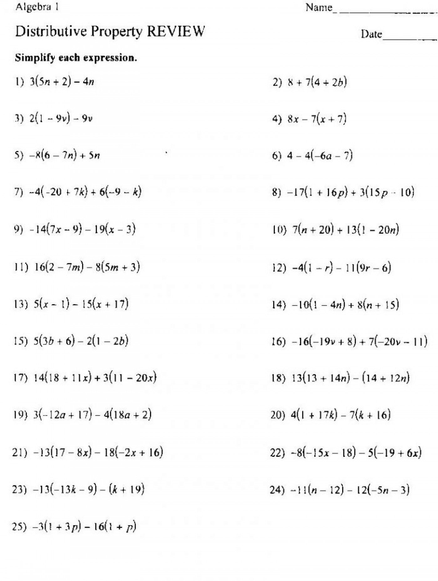 Properties Math Worksheets With Distributive Property Best Free Of Or Properties Of Addition Worksheets