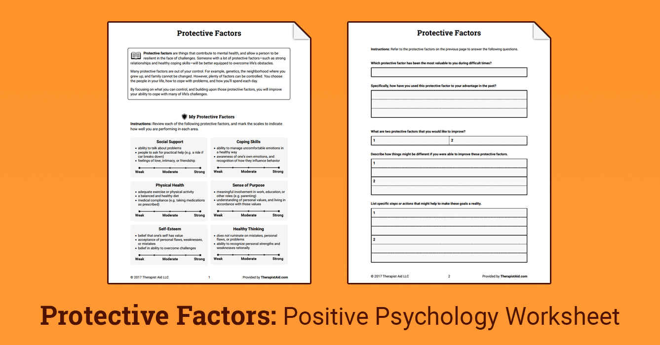 Protective Factors Worksheet  Therapist Aid Inside Positive Psychology Worksheets