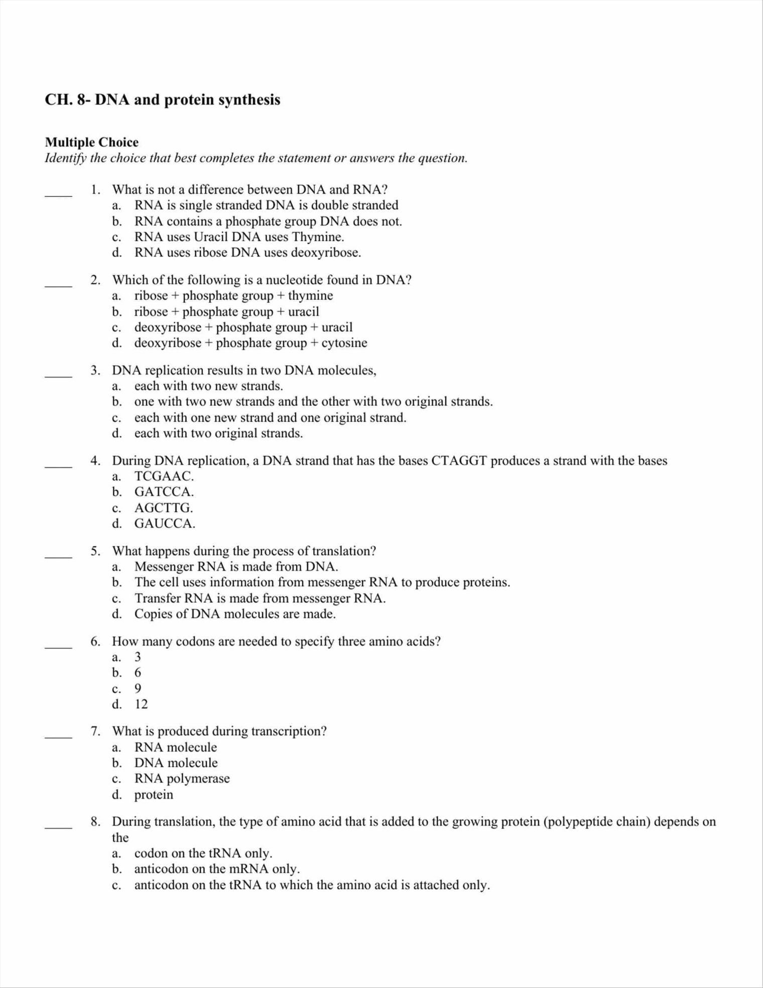 Protein Synthesis Worksheet Key  Briefencounters Also Nucleic Acids And Protein Synthesis Worksheet Answer Key