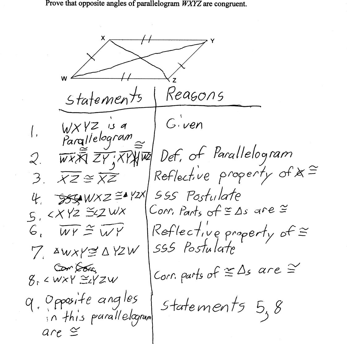 Proving Parallelogram Angle Congruence Students Are Asked To Prove And Parallelogram Proofs Worksheet With Answers
