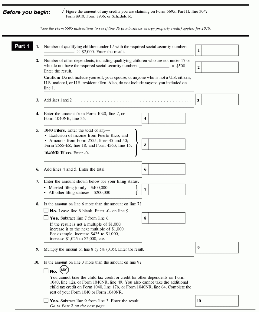 Publication 972 2018 Child Tax Credit  Internal Revenue Service And 2017 Child Tax Credit Worksheet