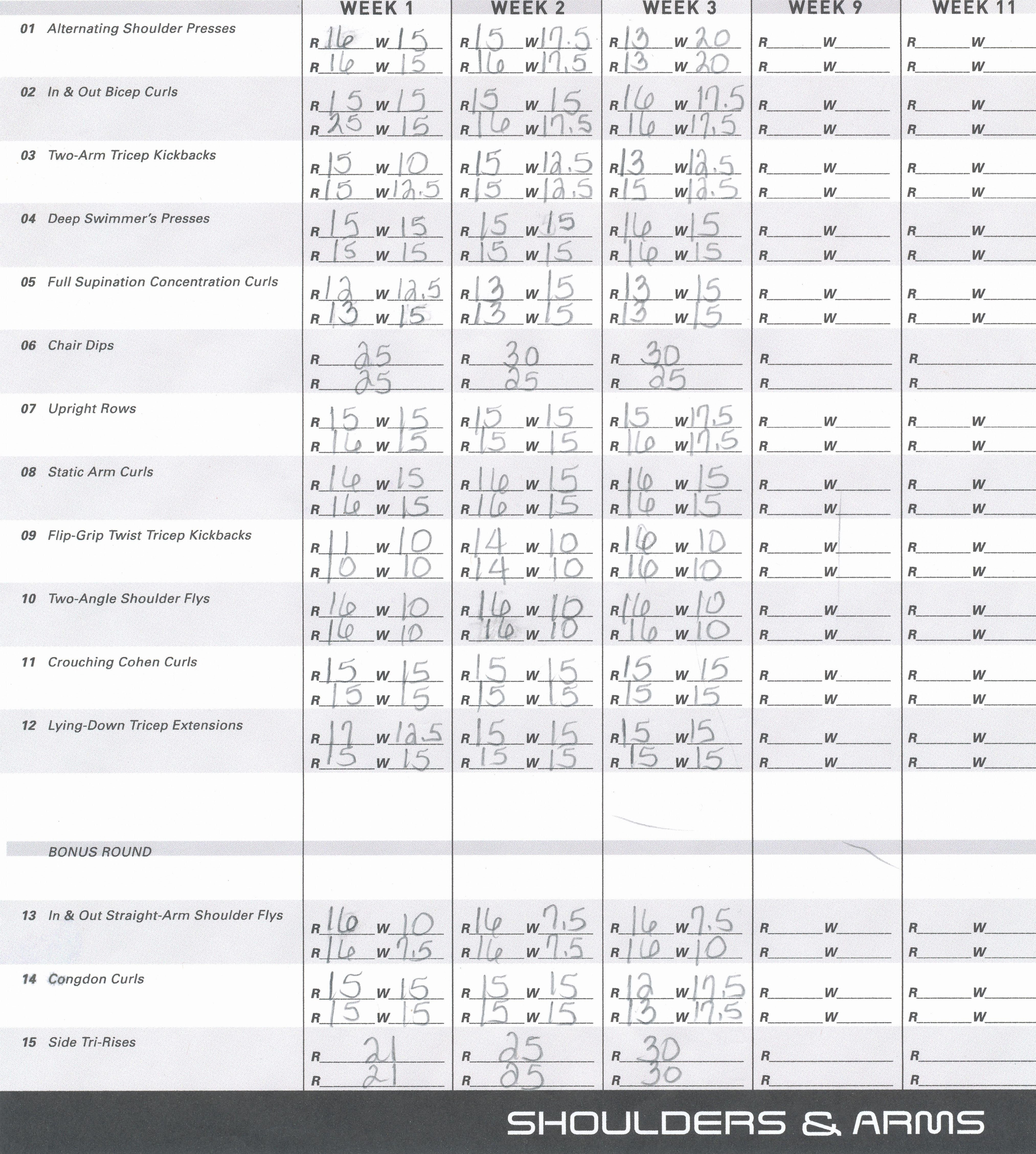 Px Shoulders And Arms Worksheet Lostranquillos – Nurul Amal In P90X Shoulders And Arms Worksheet