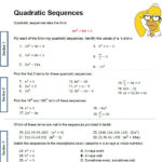 Quadratic Sequences Worksheet  Solve My Maths Together With Sequences Worksheet Answers