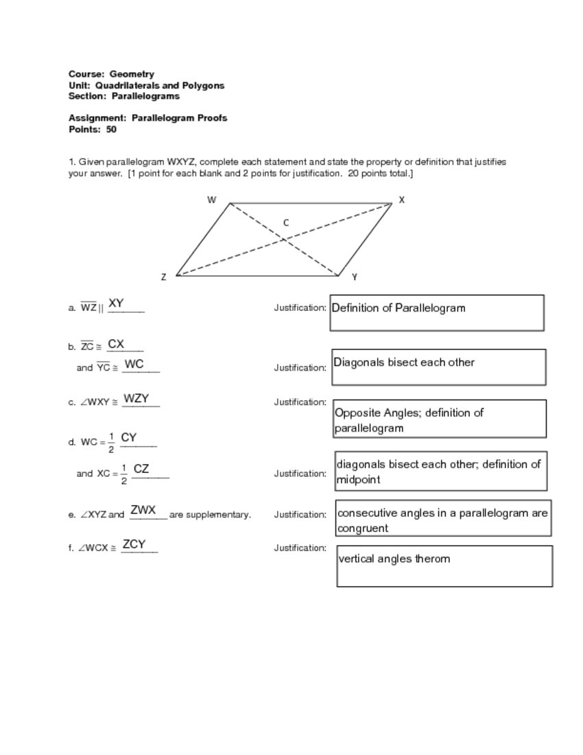 Quadrilateral Php Parallelogram Worksheet 2019 Solving One Step Regarding Parallelogram Proofs Worksheet With Answers