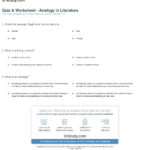 Quiz  Worksheet  Analogy In Literature  Study With Regard To Analogies Worksheet With Answer Key