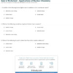 Quiz  Worksheet  Applications Of Nuclear Chemistry  Study Also Nuclear Chemistry Worksheet